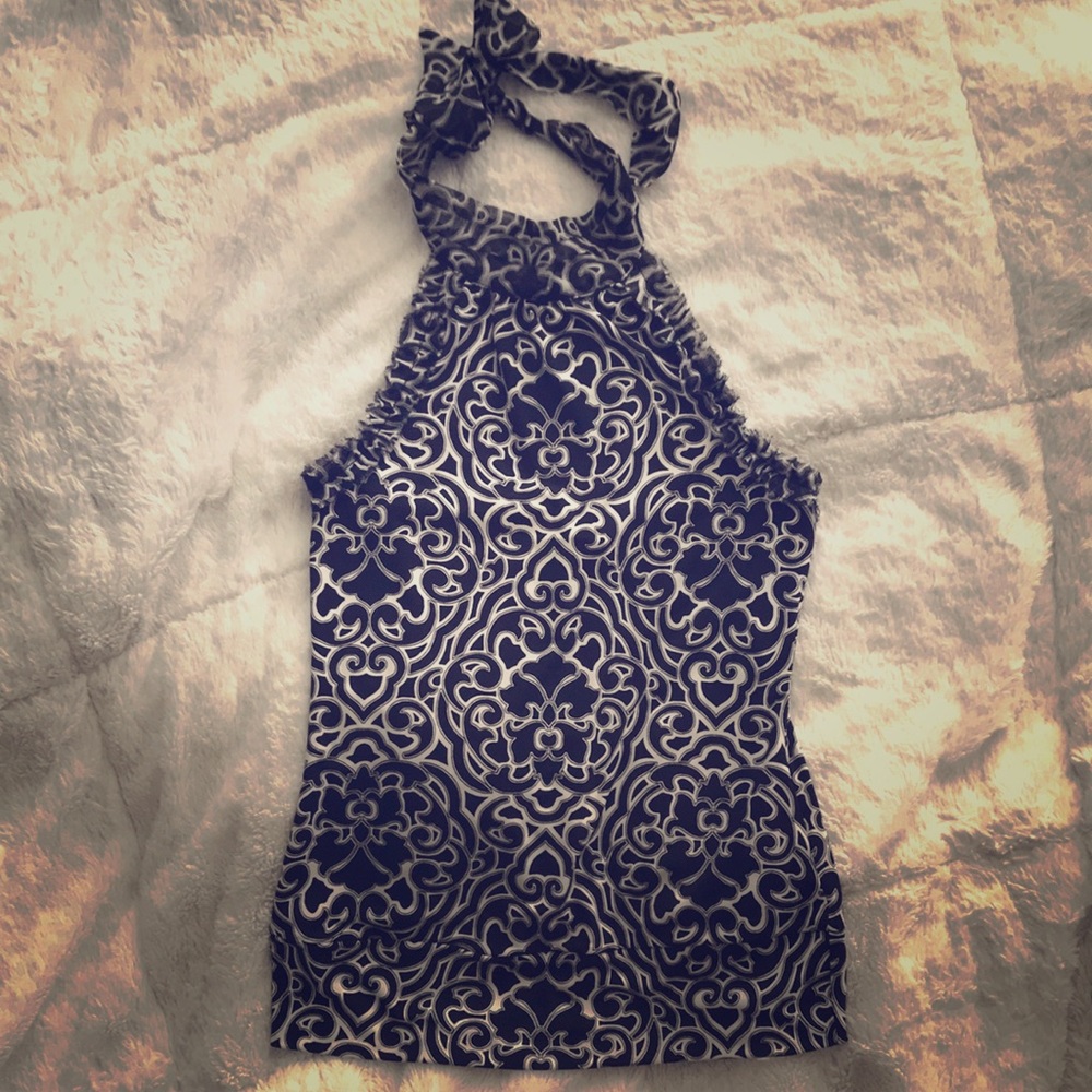 White House Black Market High Neck Dressy Top